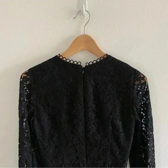 J. Crew Black Lace Long Sleeve Dress SZ 00 - Picture 9 of 12